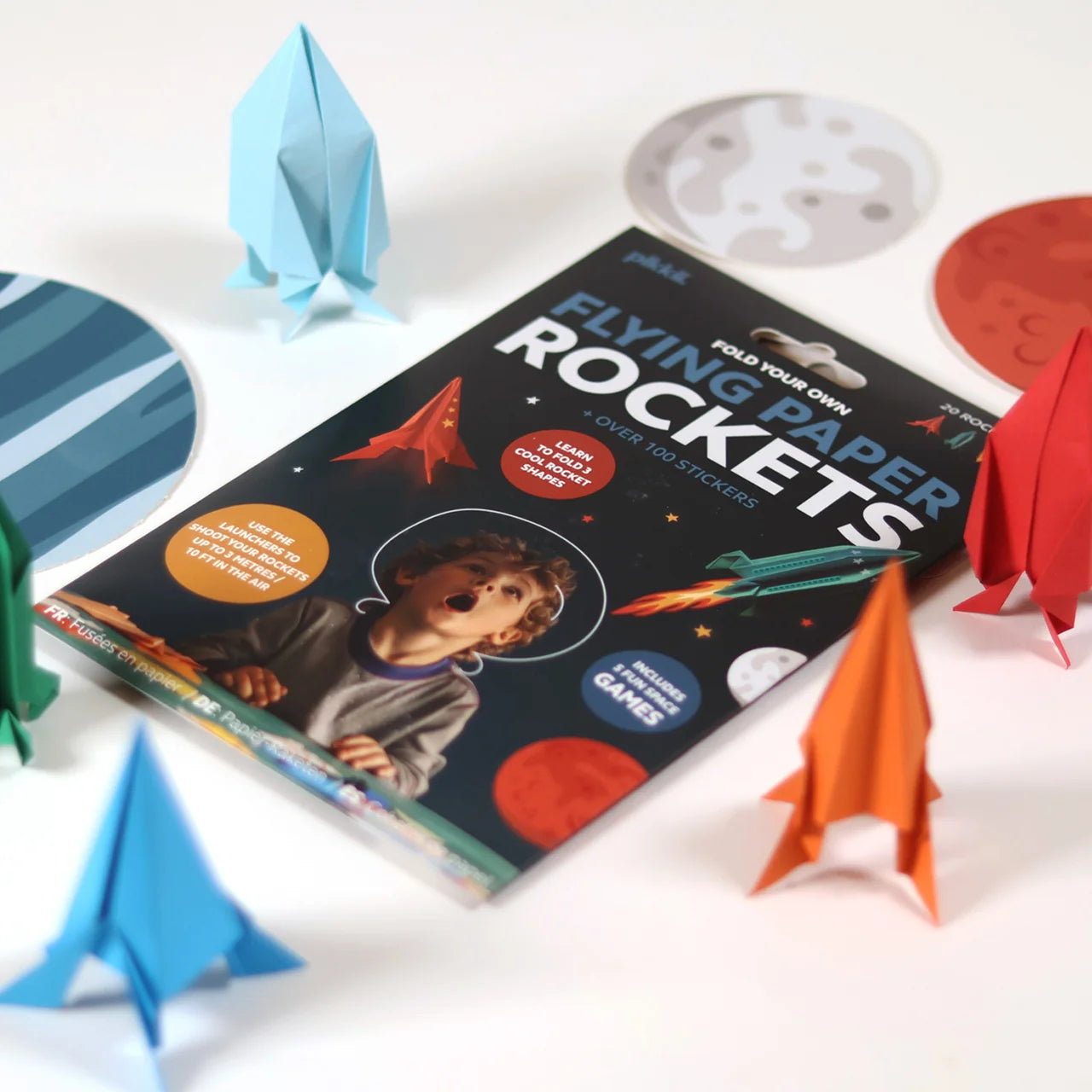 Pikkii Origami Craft Kit – Flying Paper Rockets – Set of 20