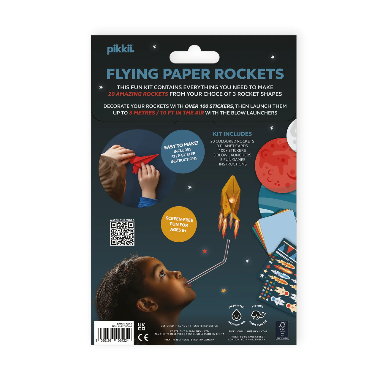 Pikkii Origami Craft Kit – Flying Paper Rockets – Set of 20