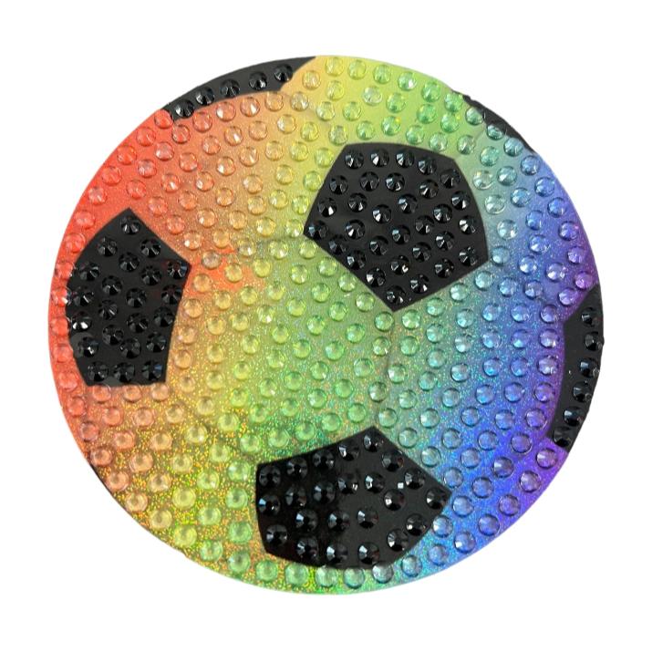 StickerBeans Rainbow Soccer Ball Sparkle Sticker – 2"