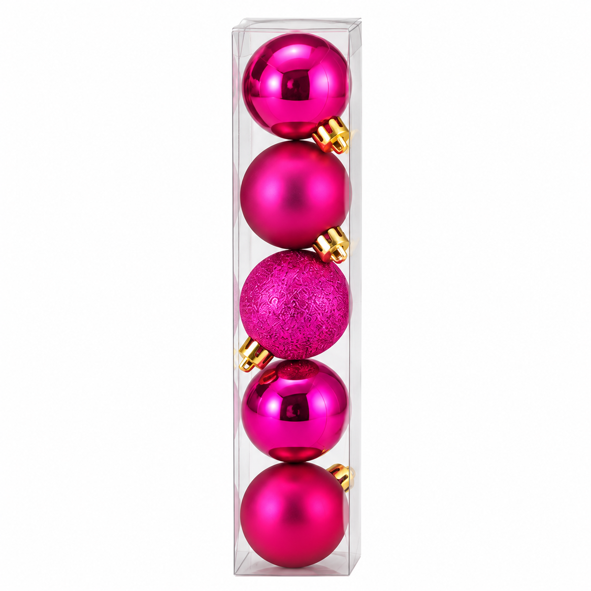 Shatterproof Ball Ornament - 60mm – Single Box – Set of 5 –  - Assorted Colors – Each Sold Separately