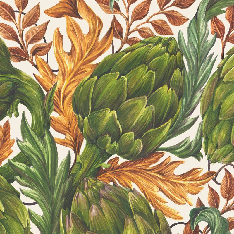 Hester & Cook Beverage Napkin – Autumnal Artichokes – 20pk