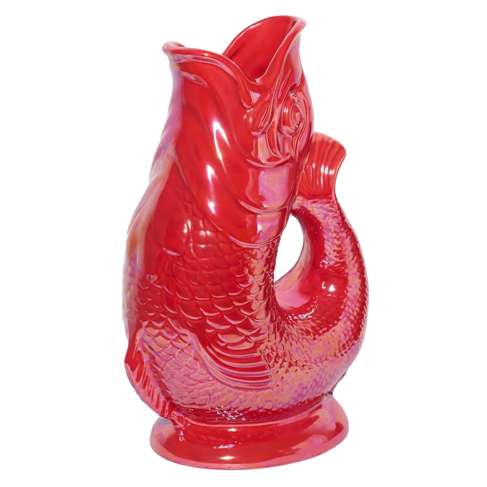 Gluggle Jug Fish Pitcher XL – Red Luster – 11" x 7"