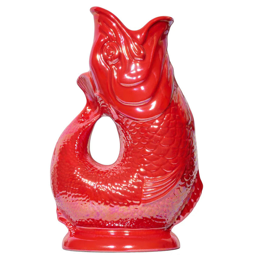 Gluggle Jug Fish Pitcher XL – Red Luster – 11" x 7"