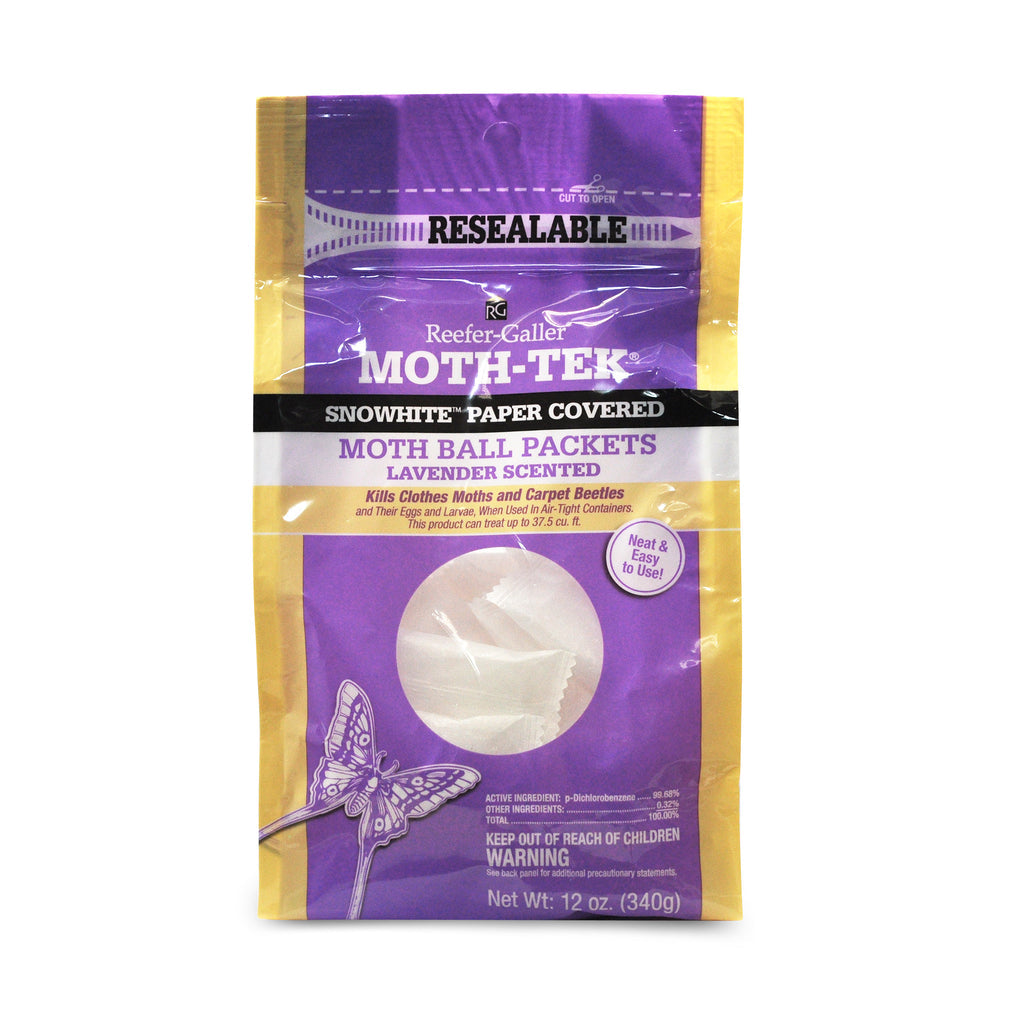Reefer-Galler Moth-Tek Snowhite Paper Covered Moth Ball Packets - Lavender Scented - 12oz Bag