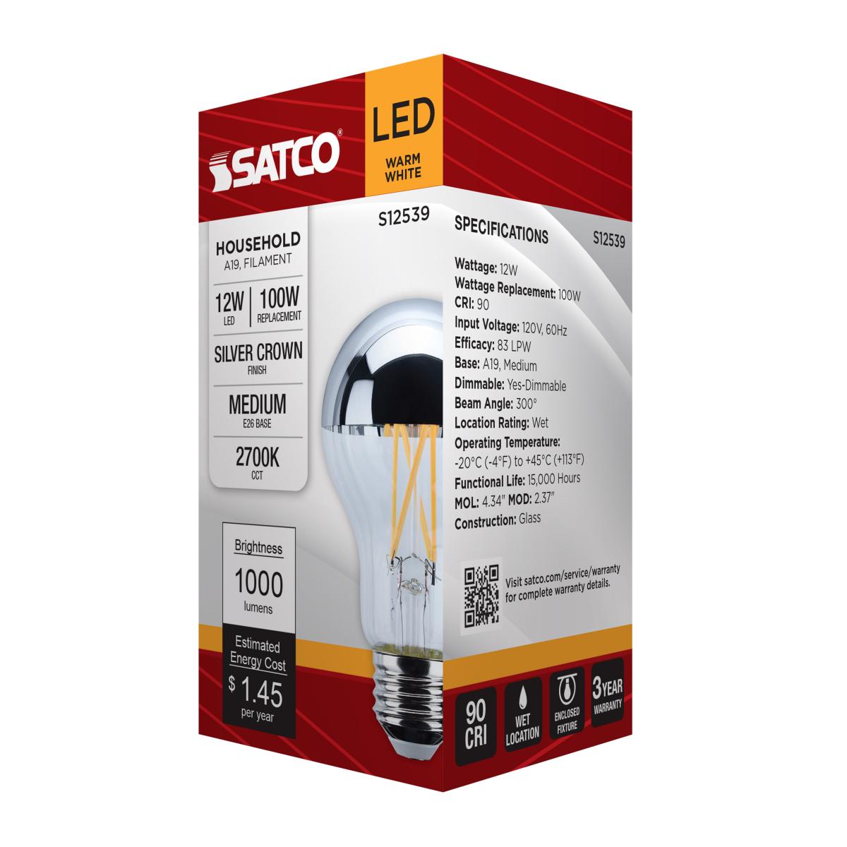 A19 100 Watt Equivalent LED Silver Crown Medium Base Light Bulb