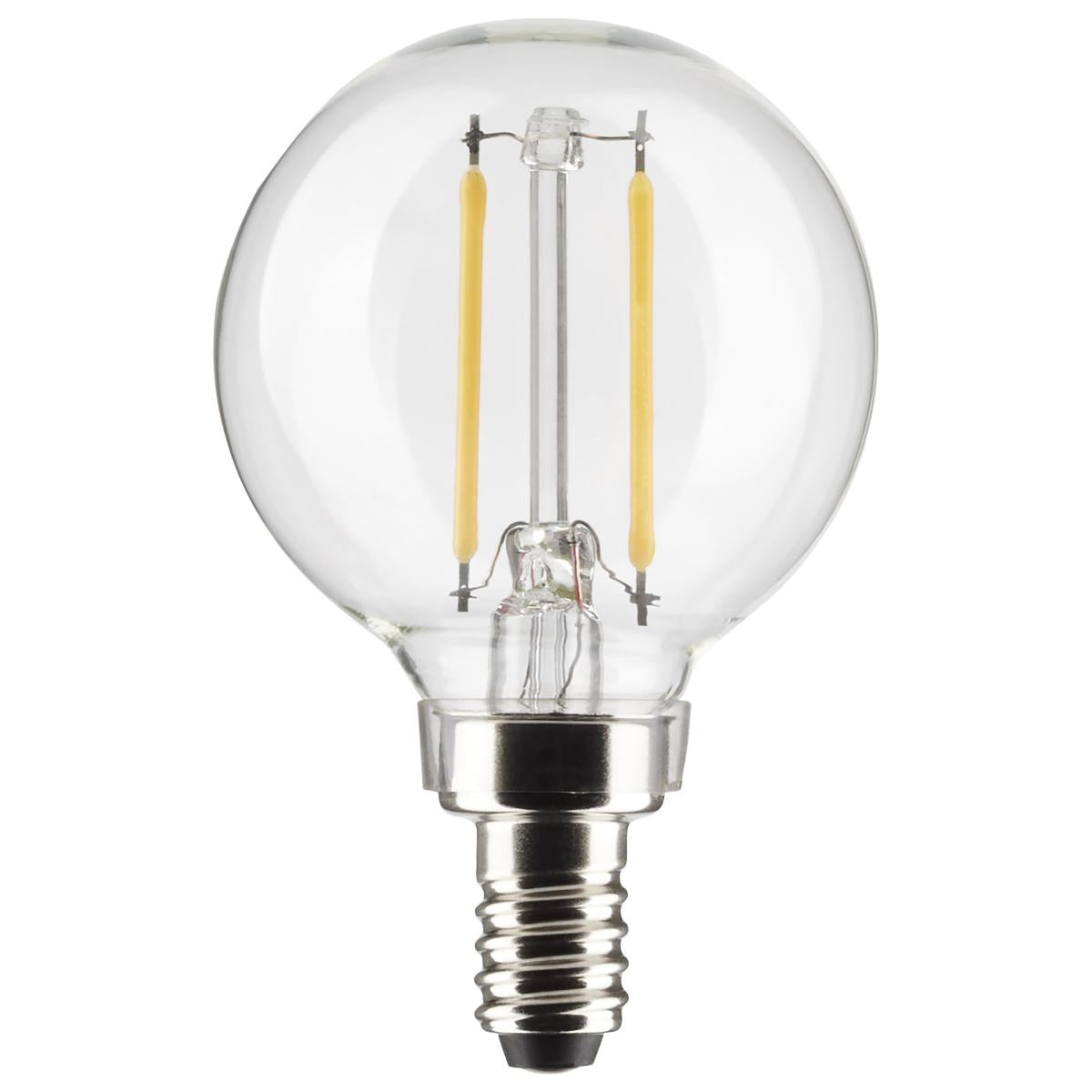 Satco LED G16.5 Globe Light Bulb – 3W – 25W Equivalent – E12 Base – Clear – 2700K