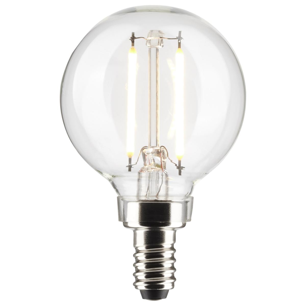 Satco LED G16.5 Globe Light Bulb – 3W – 25W Equivalent – E12 Base – Clear – 2700K