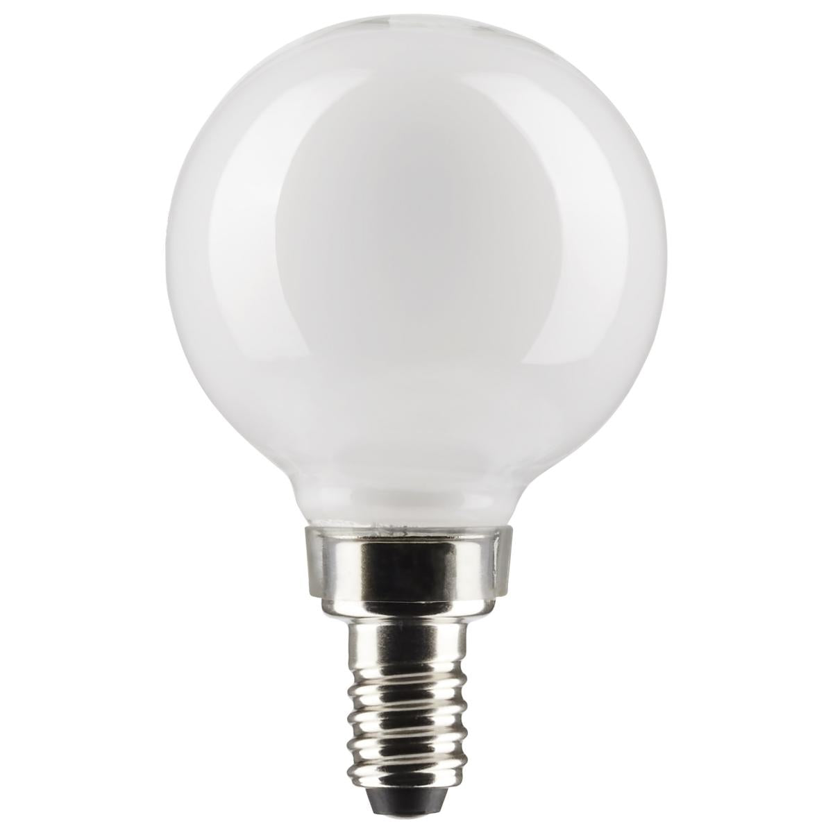 Satco LED G16.5 Globe Light Bulb – 3W – 25W Equivalent – E12 Base – Frosted – Warm White – 2700K