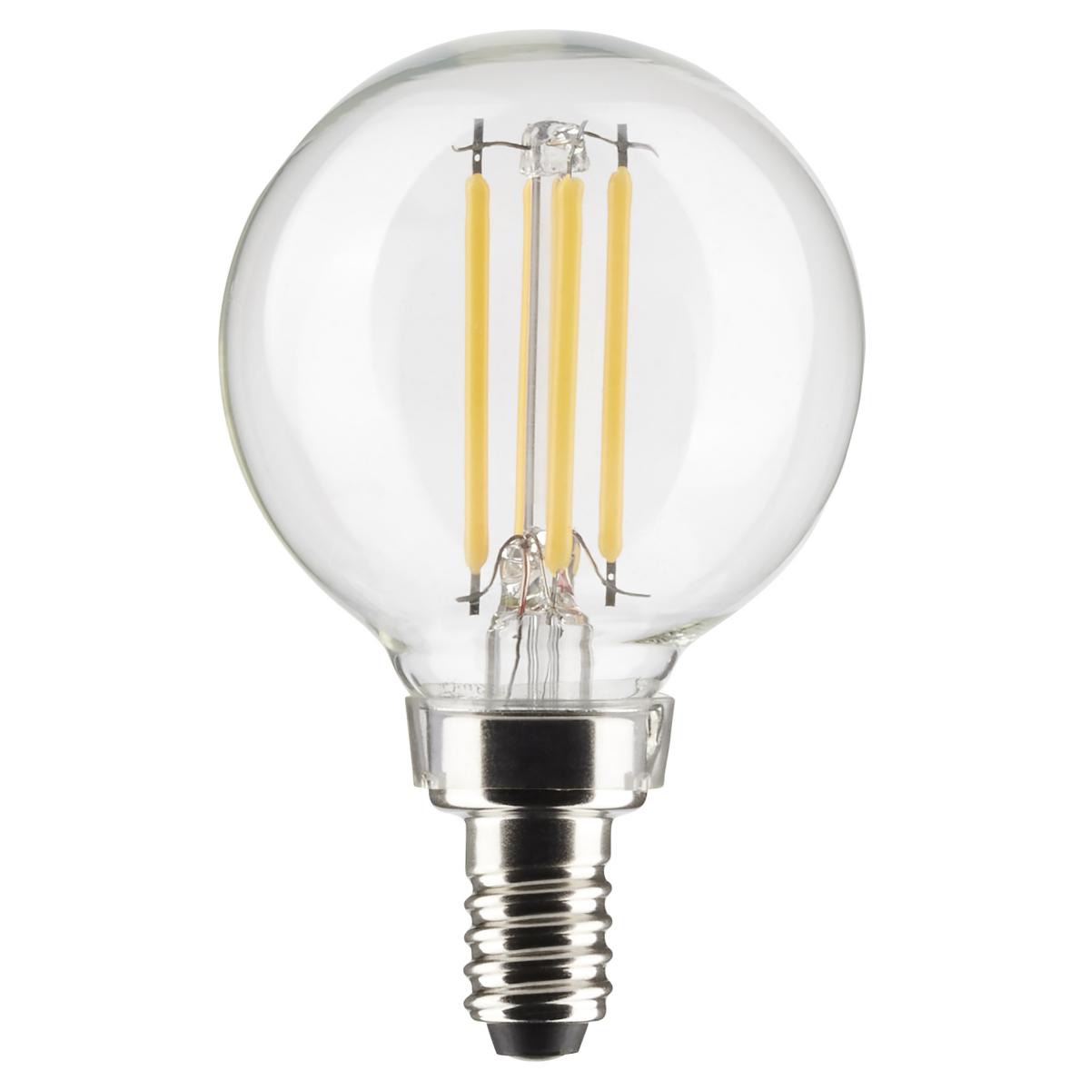 Satco LED G16.5 Globe Light Bulb – 4W – 40W Equivalent – E12 Base – Clear – 2700K