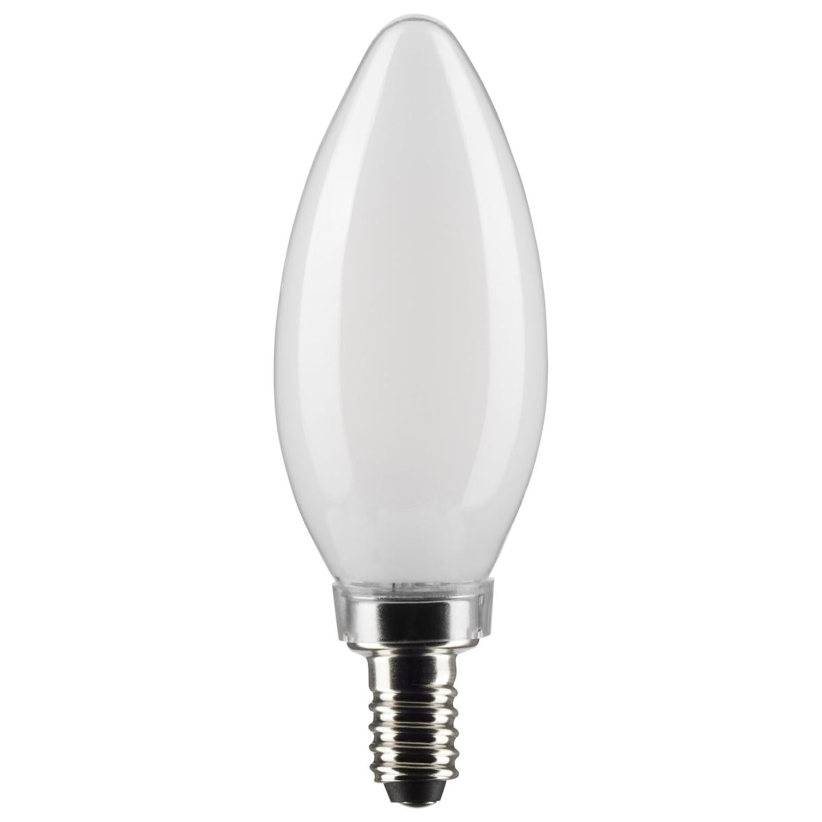 Satco LED 40W Equivalent Torpedo Bulb – 4W – E12 Candelabra Base – Frosted – Warm White – 2700K