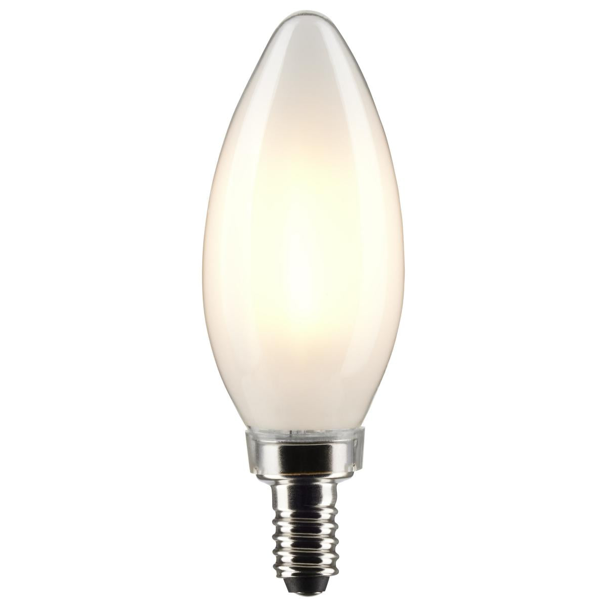 Satco LED 40W Equivalent Torpedo Bulb – 4W – E12 Candelabra Base – Frosted – Warm White – 2700K