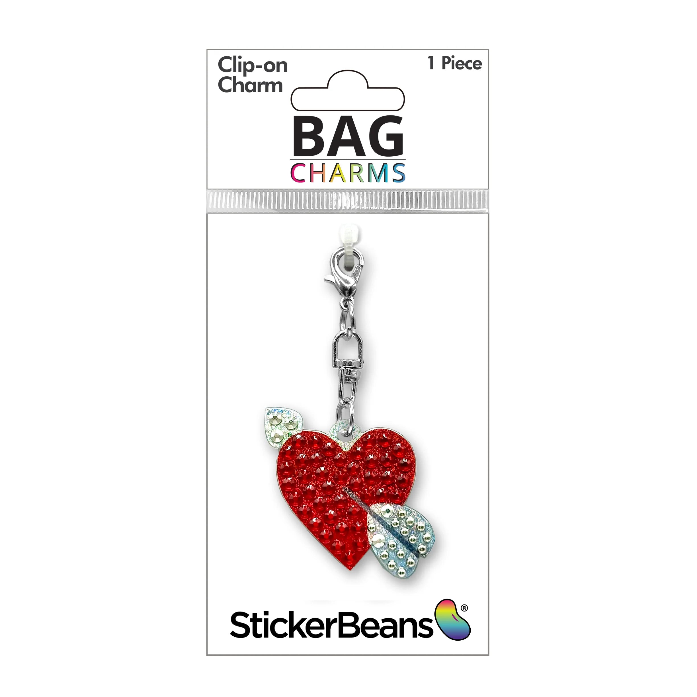 StickerBeans Clip on Sparkling Rhinestone Charms – Heart With Arrow