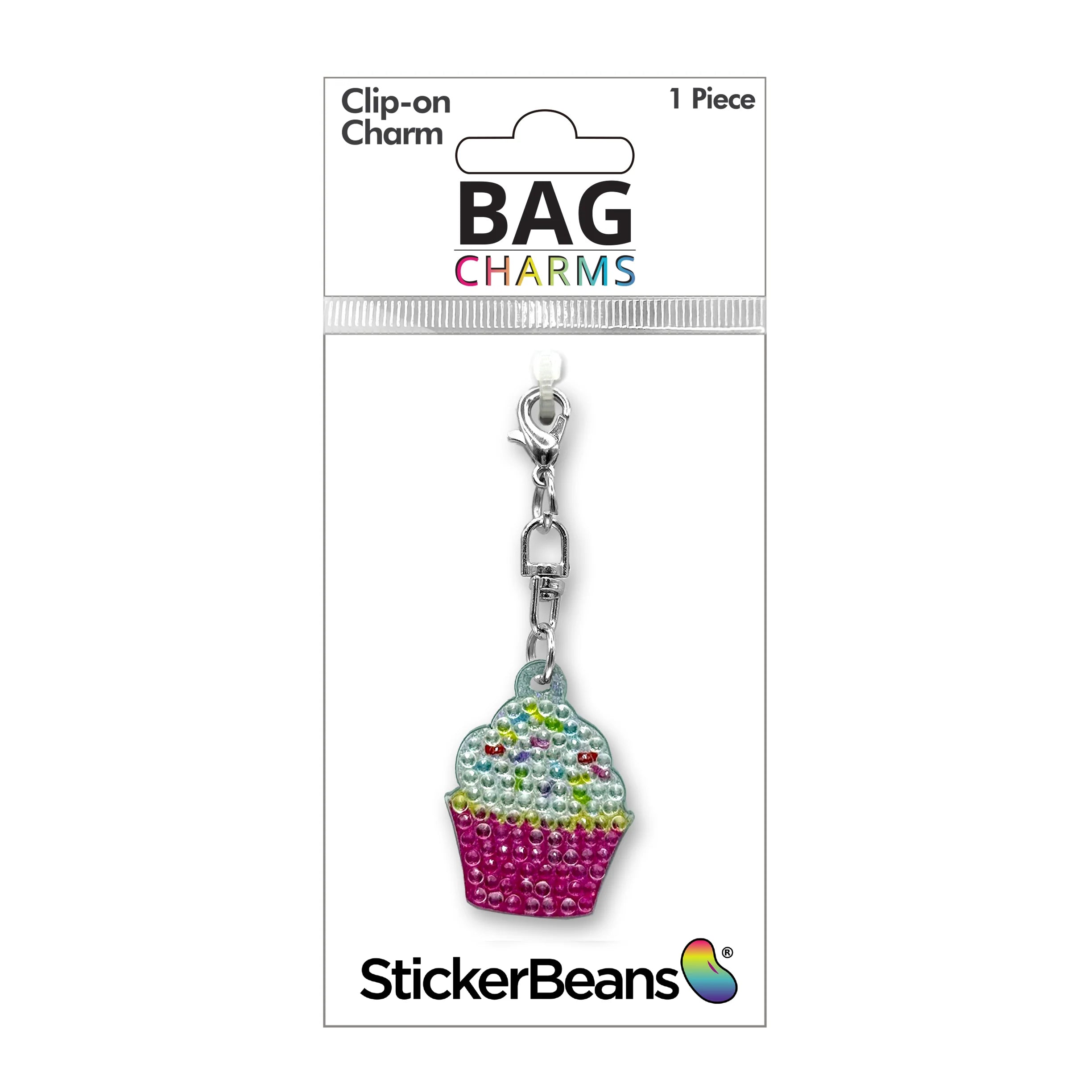 StickerBeans Clip on Sparkling Rhinestone Charms – Cupcake