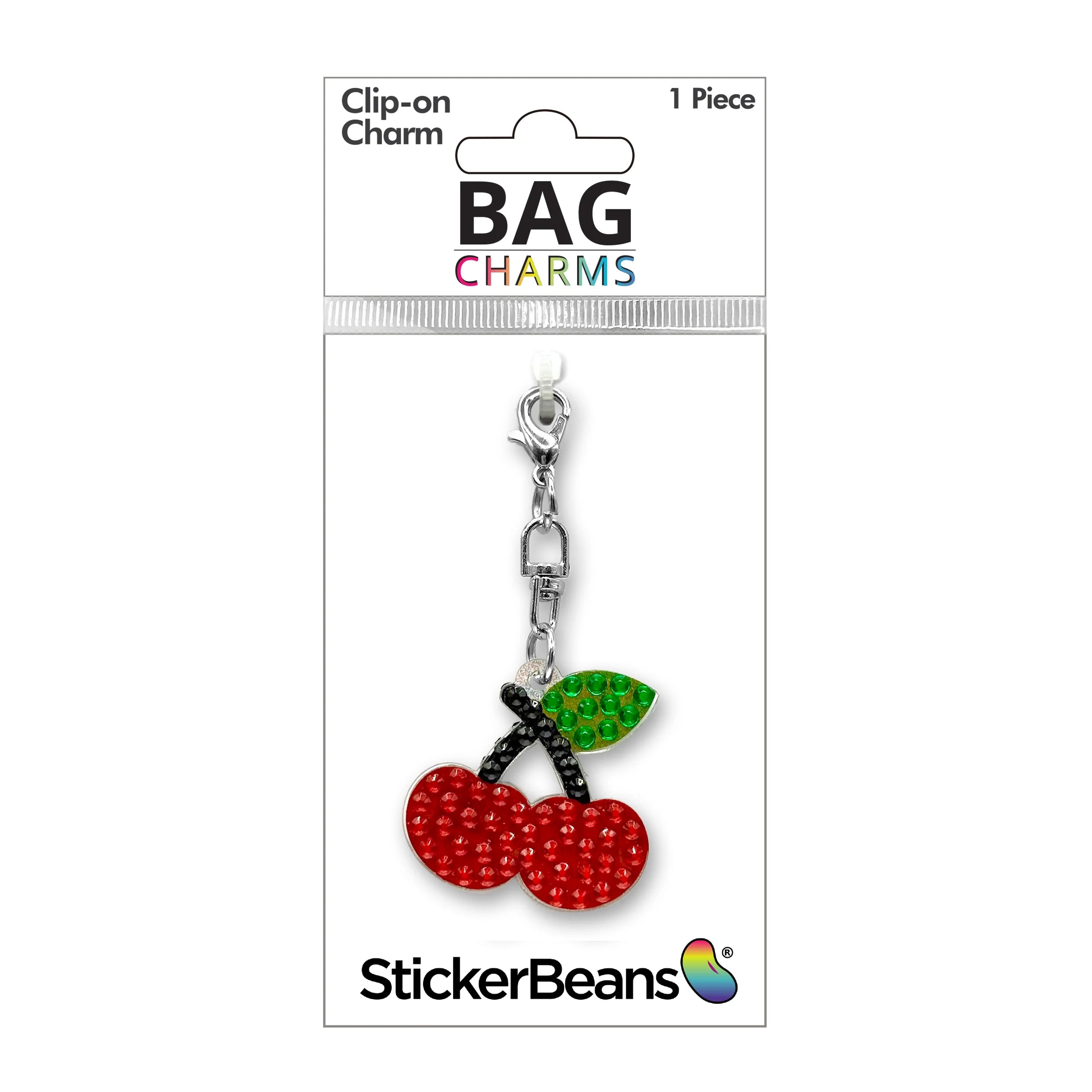 StickerBeans Clip on Sparkling Rhinestone Charms – Cherries