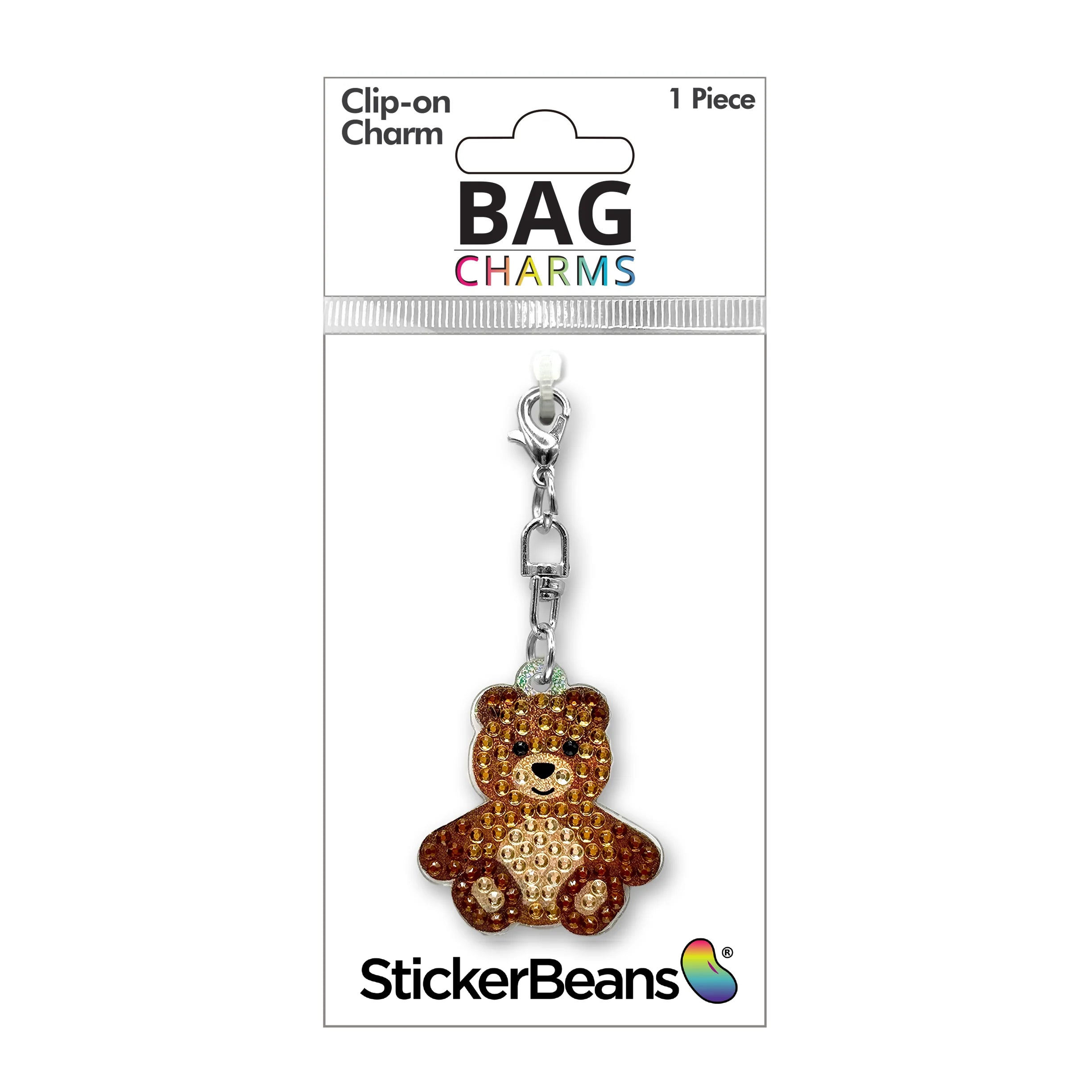 StickerBeans Clip on Sparkling Rhinestone Charms – Teddy Bear