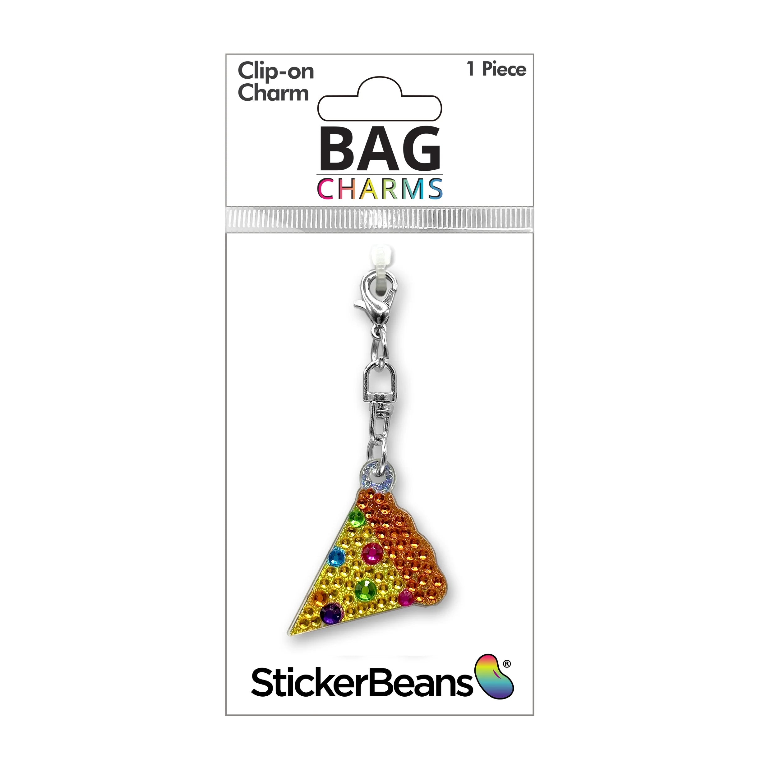 StickerBeans Clip on Sparkling Rhinestone Charms – Rainbow Pizza