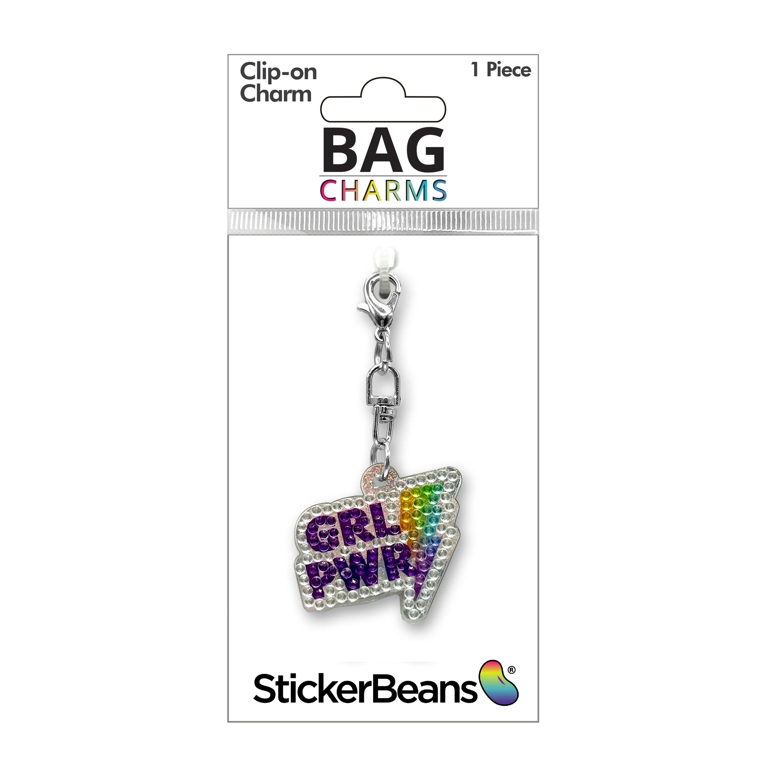 StickerBeans Clip on Sparkling Rhinestone Charms – Girl Power