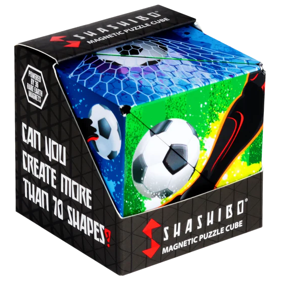 Shashibo Shape Shifting Fidget Cube with 36 Rare Earth Magnets – Soccer Celebration