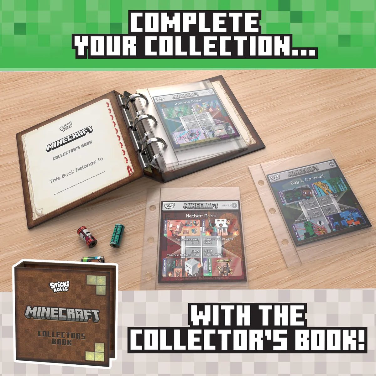 Sticki Rolls Minecraft Collectors Book and Wristband Sticker Craft Set