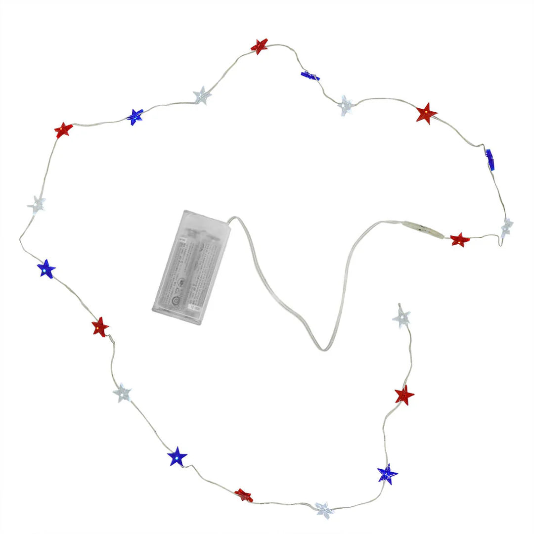 Patriotic Star Light Strings - Battery Powered - 40" Length