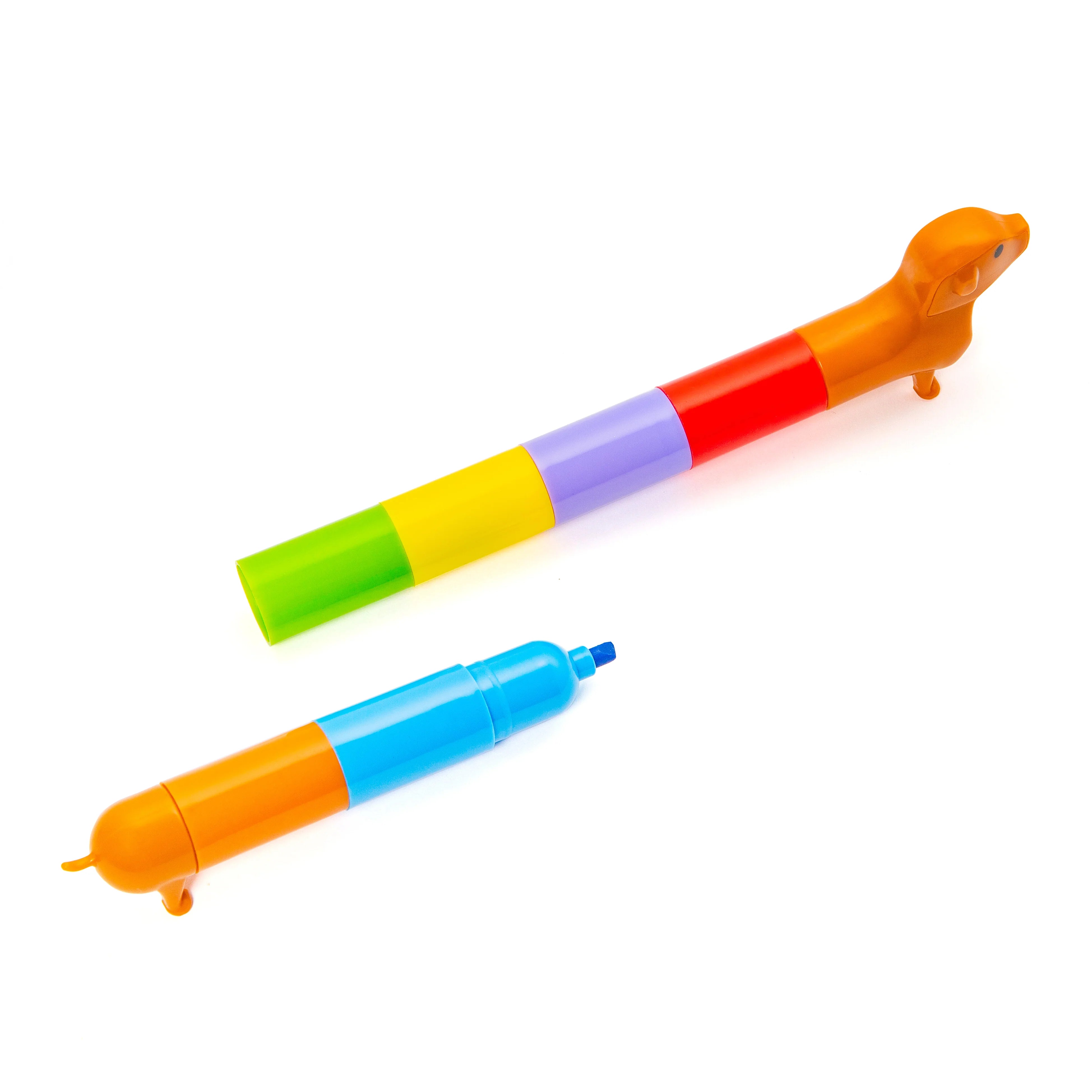 Kikkerland Rainbow Dachshund Stackable Markers – 6 Colors