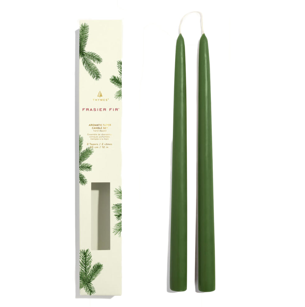 Thymes Frasier Fir Taper Candle – 12" – Set of 2