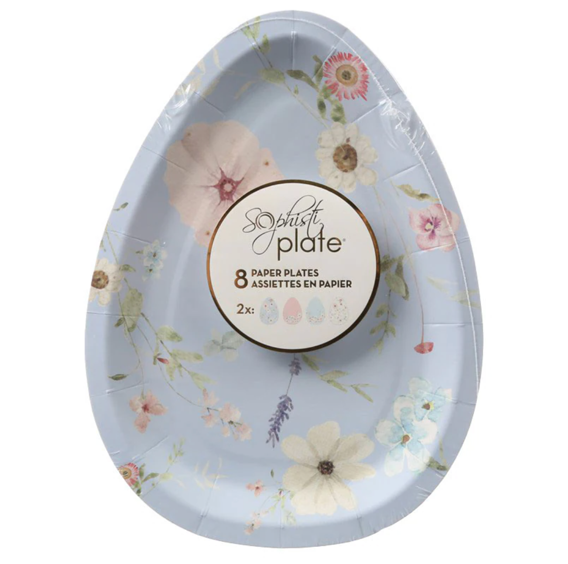 Sophistiplate Die-Cut Egg – Salad & Dessert Plates – 8pk – 4 Assorted Colors
