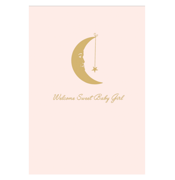 Caspari –  Welcome Sweet Baby Girl – Baby Card – 1 Card & 1 Envelope