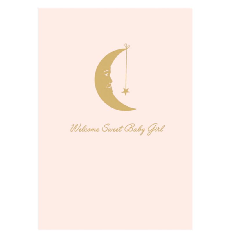Caspari –  Welcome Sweet Baby Girl – Baby Card – 1 Card & 1 Envelope