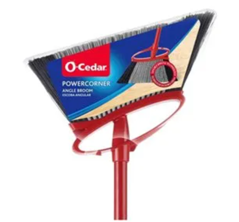 O-Cedar PowerCorner Angled Broom With Metal Handle – 14-In.
