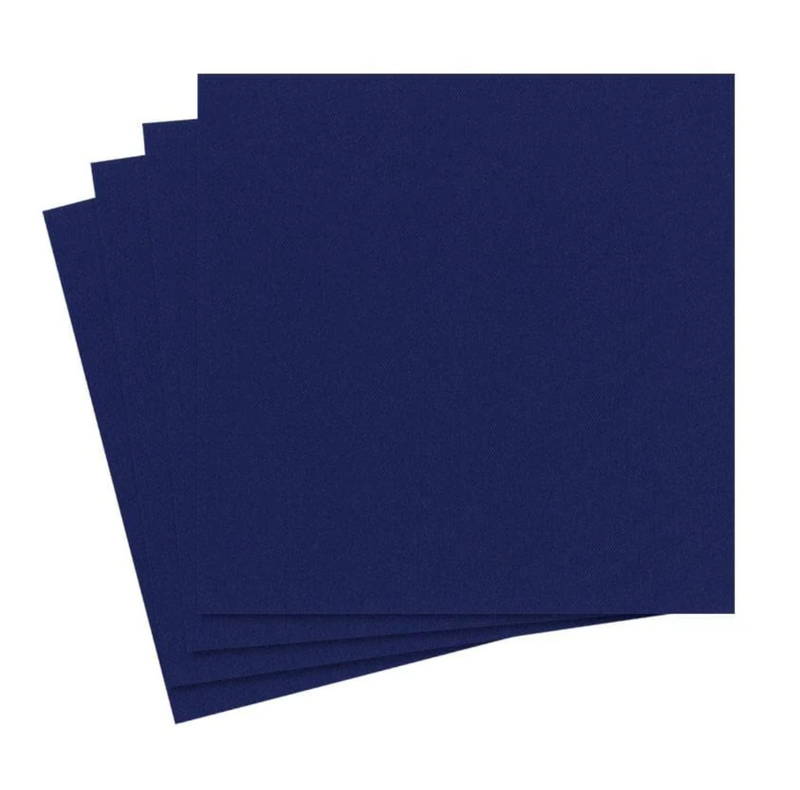 Caspari Navy Blue Paper Linen Cocktail Napkins - 15pk