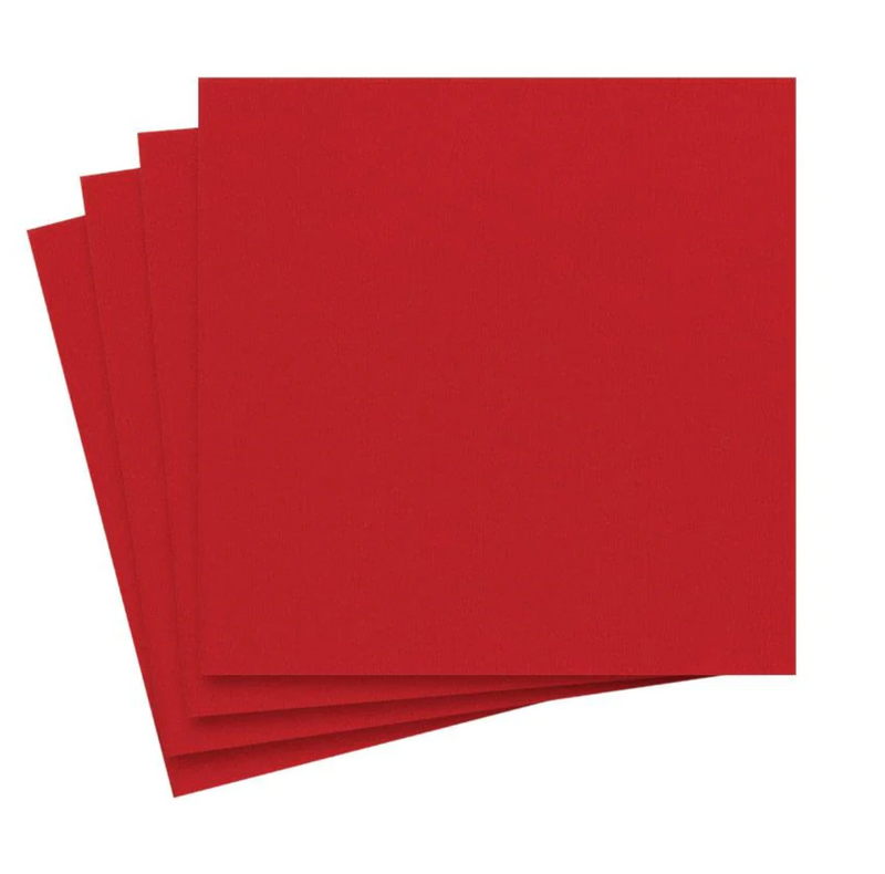 Caspari Red Paper Linen Cocktail Napkins - 15pk