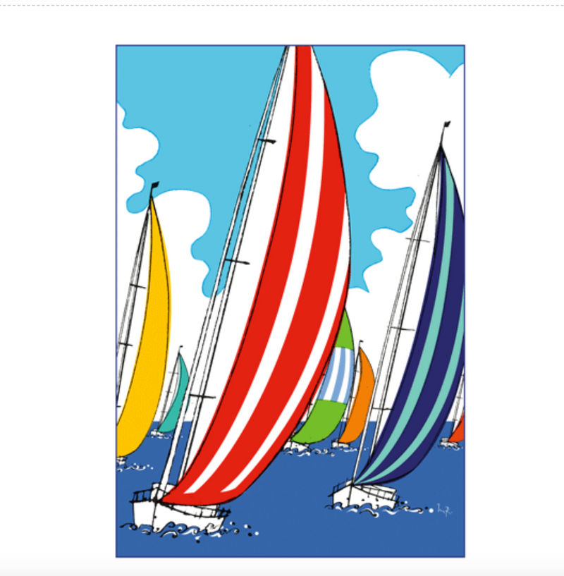 Caspari Sailing Yachts – Blank Inside Card – 1 Card & 1 Envelope
