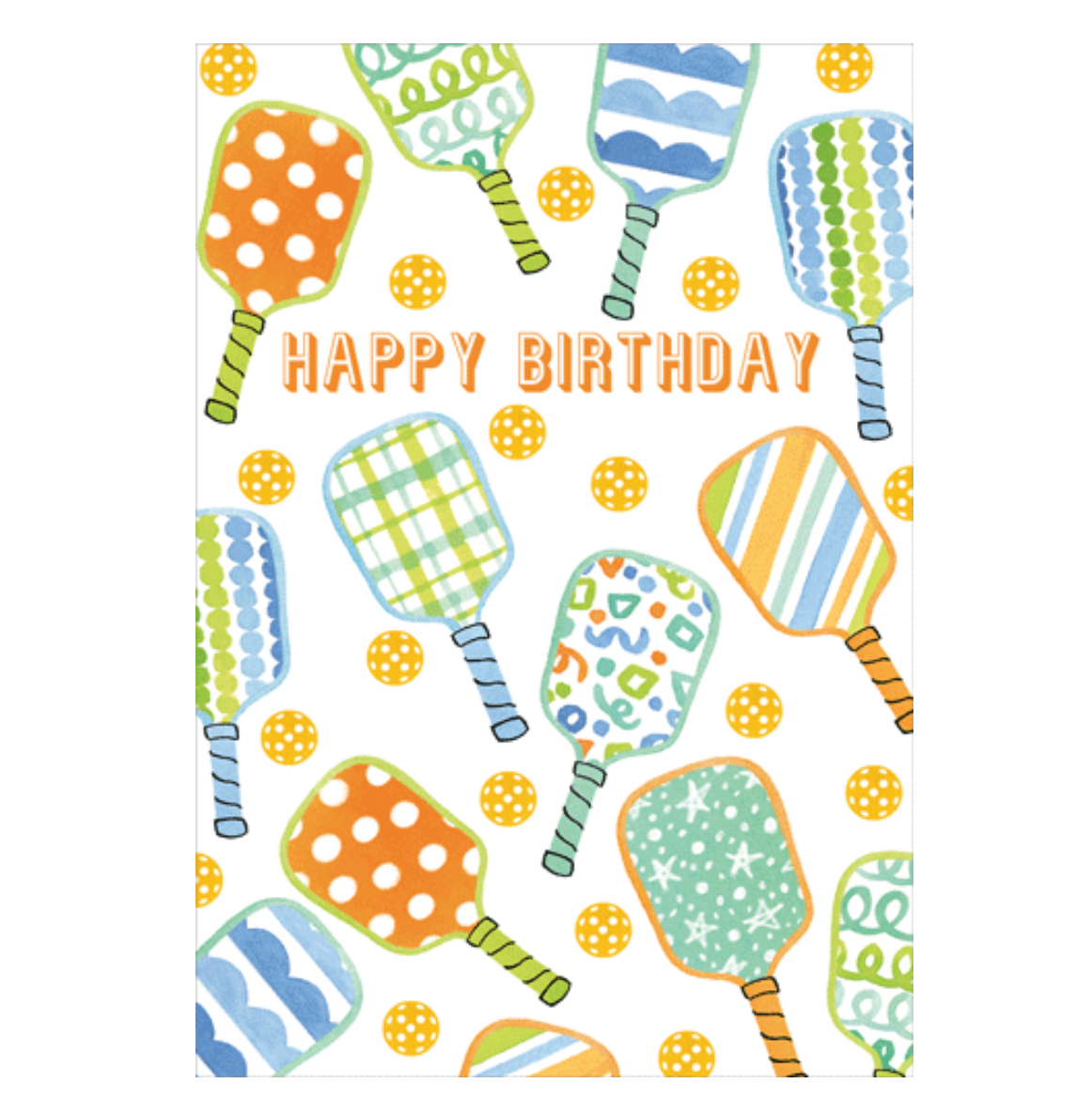 Caspari Pickleball Birthday Card – 1 Card & 1 Envelope