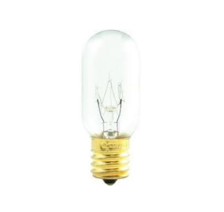 Incandescent Short Tubular Appliance Light Bulb – 15 watt - 130 volt - T6 - Candelabra Screw (E12) Base - Clear
