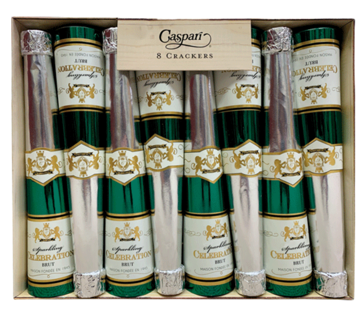Caspari Sparkling Wine Bottle Cone Celebration Crackers – 8 Pack