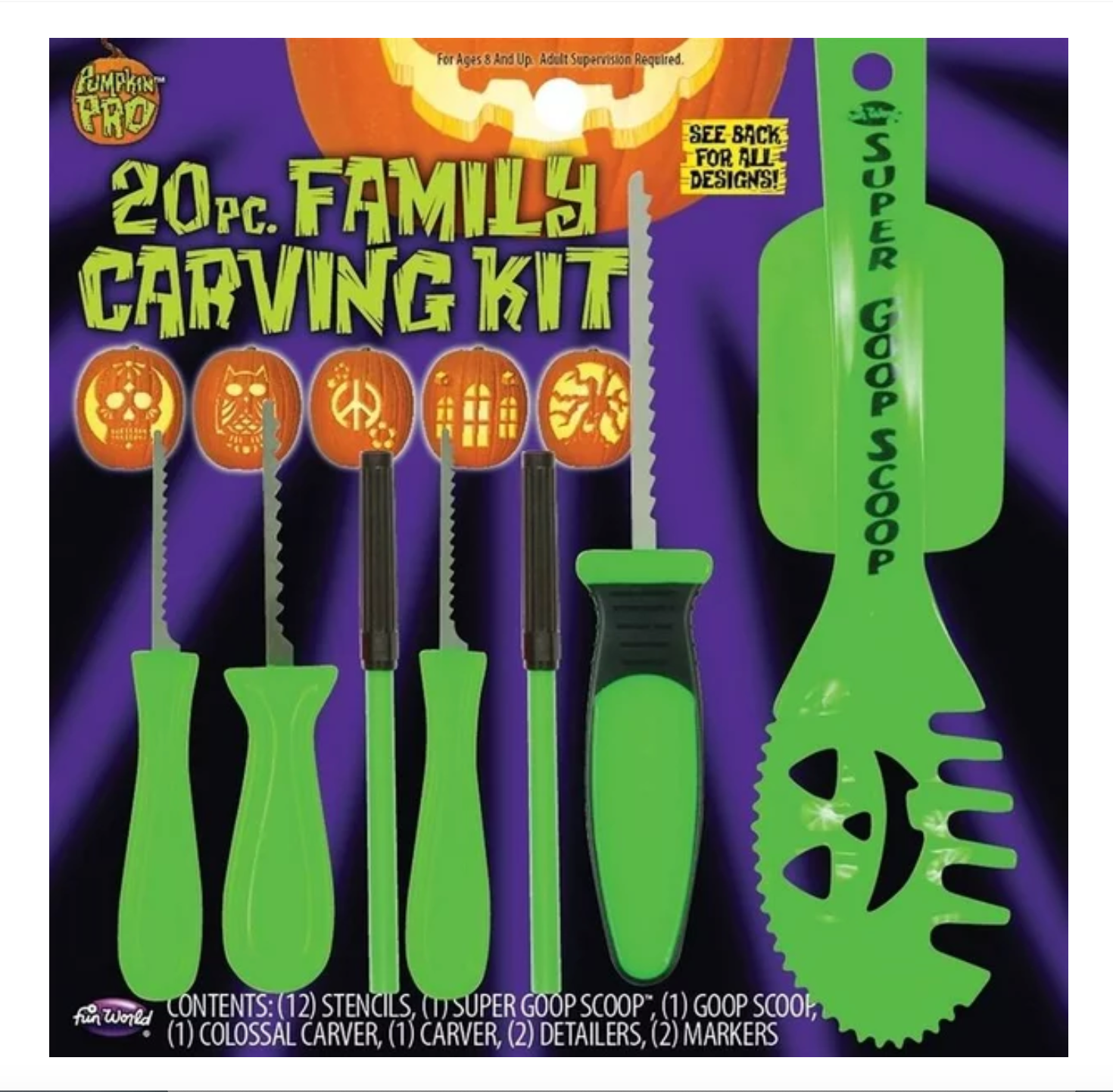 Family Pumpkin Carving Kit – 20 Piece Set