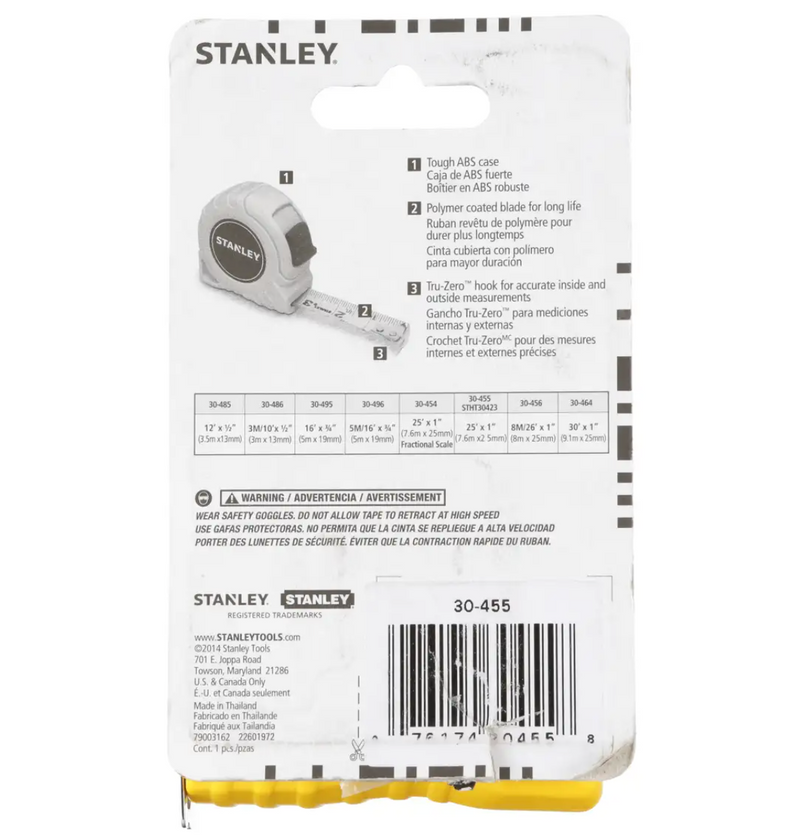 Stanley 25' Easy Read Stanley Measurement Tape Rule (Stanley 30-455)