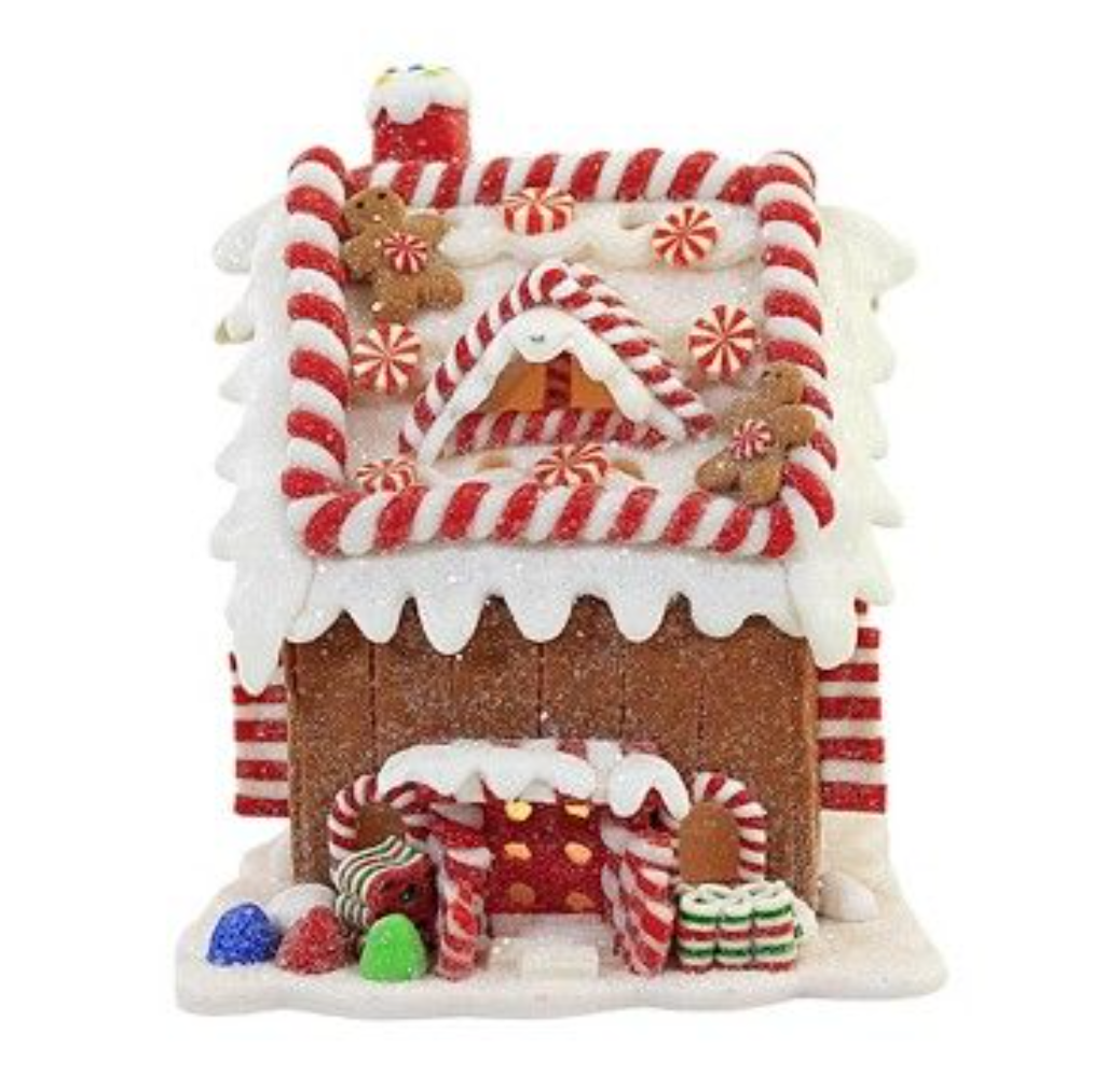 Battery Operated Gingerbread House with Warm White LED Light - Assorted – Sold Individually