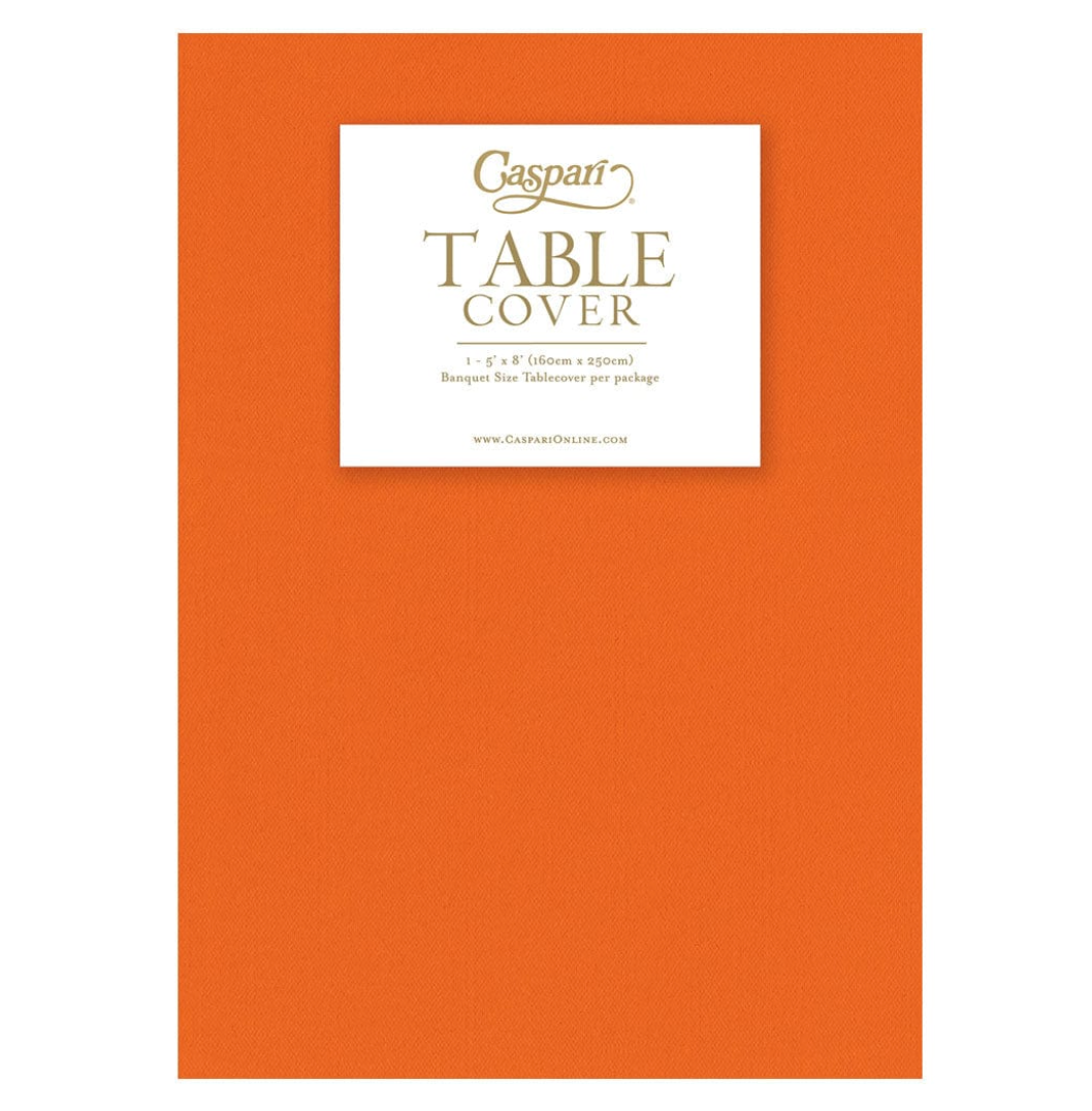 Caspari Paper Linen Solid Airlaid Tablecover – Tangerine