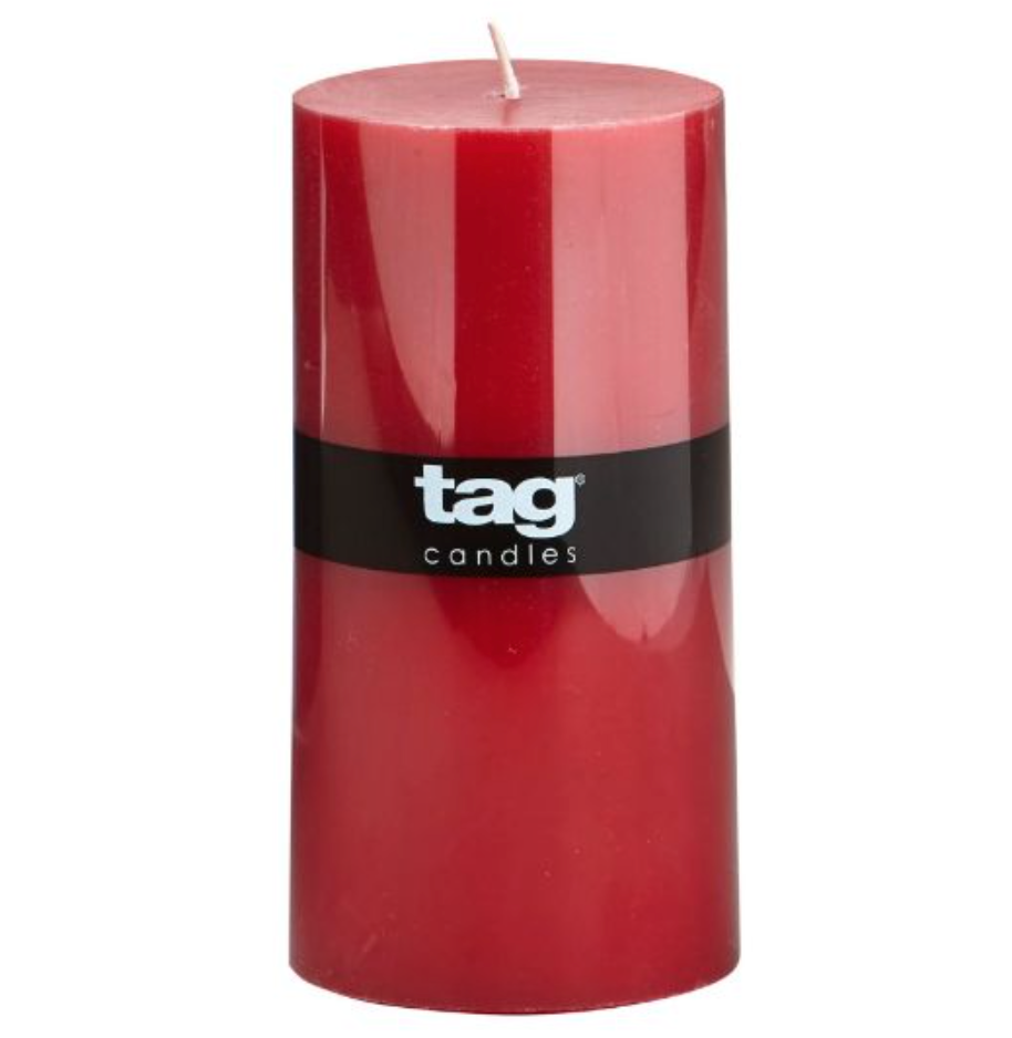 Tag Wax Pillar Candle – Red – 3" x 6"