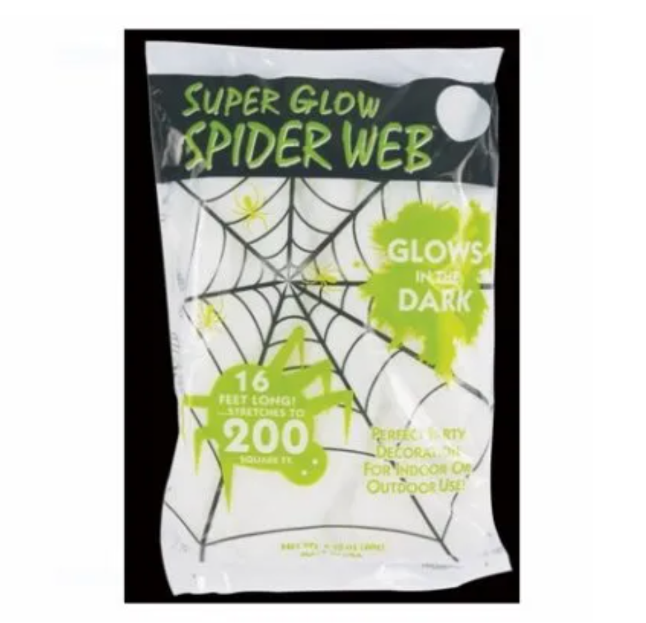 Super Glow In The Dark Halloween Stretchy Spider Web – 16 Ft.