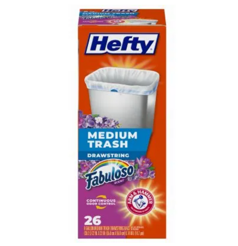 Hefty Flap Tie Medium Trash Bags 8 Gal., 24 Ct., Trash Bags, Household