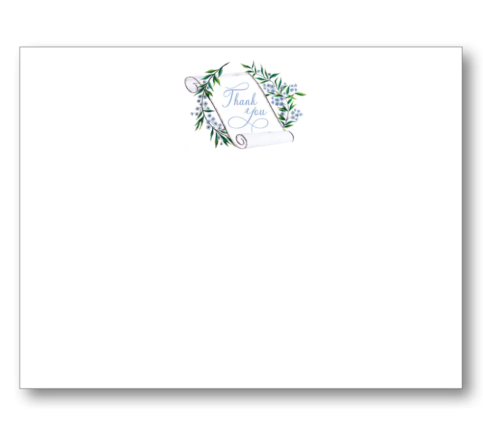 Maison de Papier Blank 4" x 6" Thank You Note Cards – Set of 8 – Scroll