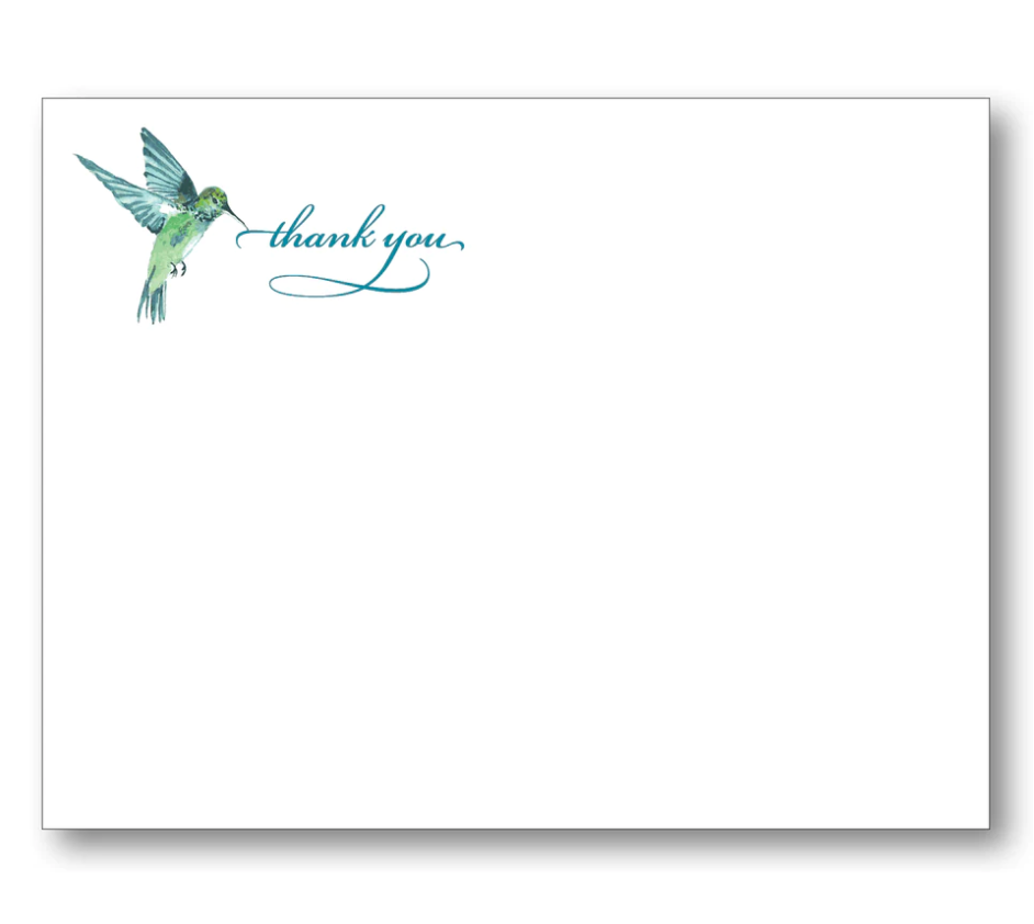 Maison de Papier Blank 4" x 6" Thank You Note Cards – Set of 8 – Hummingbird