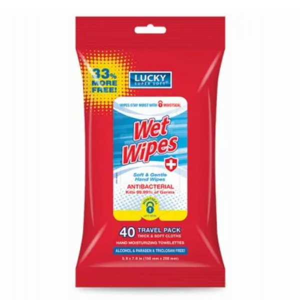 Antibacterial Wet Wipes Travel Pack – 40 Wipes