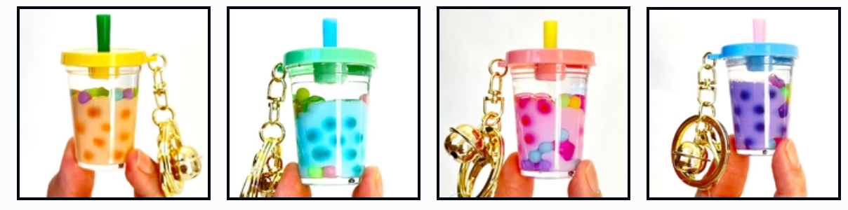 Floating Pastel Boba Charm Keyring – Assorted Colors - Each Sold Separately