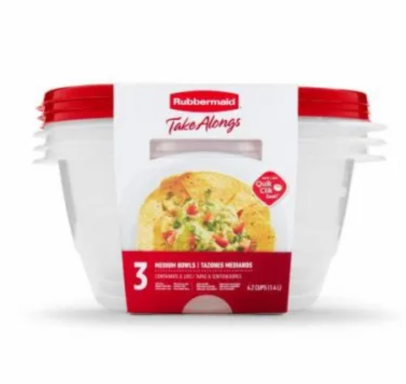 Rubbermaid TakeAlongs Food Storage Containers – 6.2 Cup – 3-Pk.