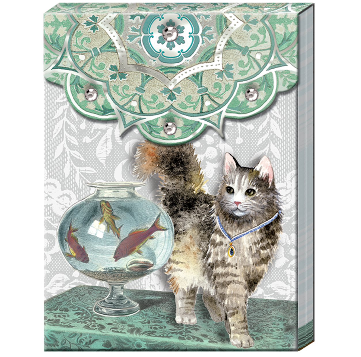 Posh Pet Magnetic Pocket Note Pad - Fishbowl Cat