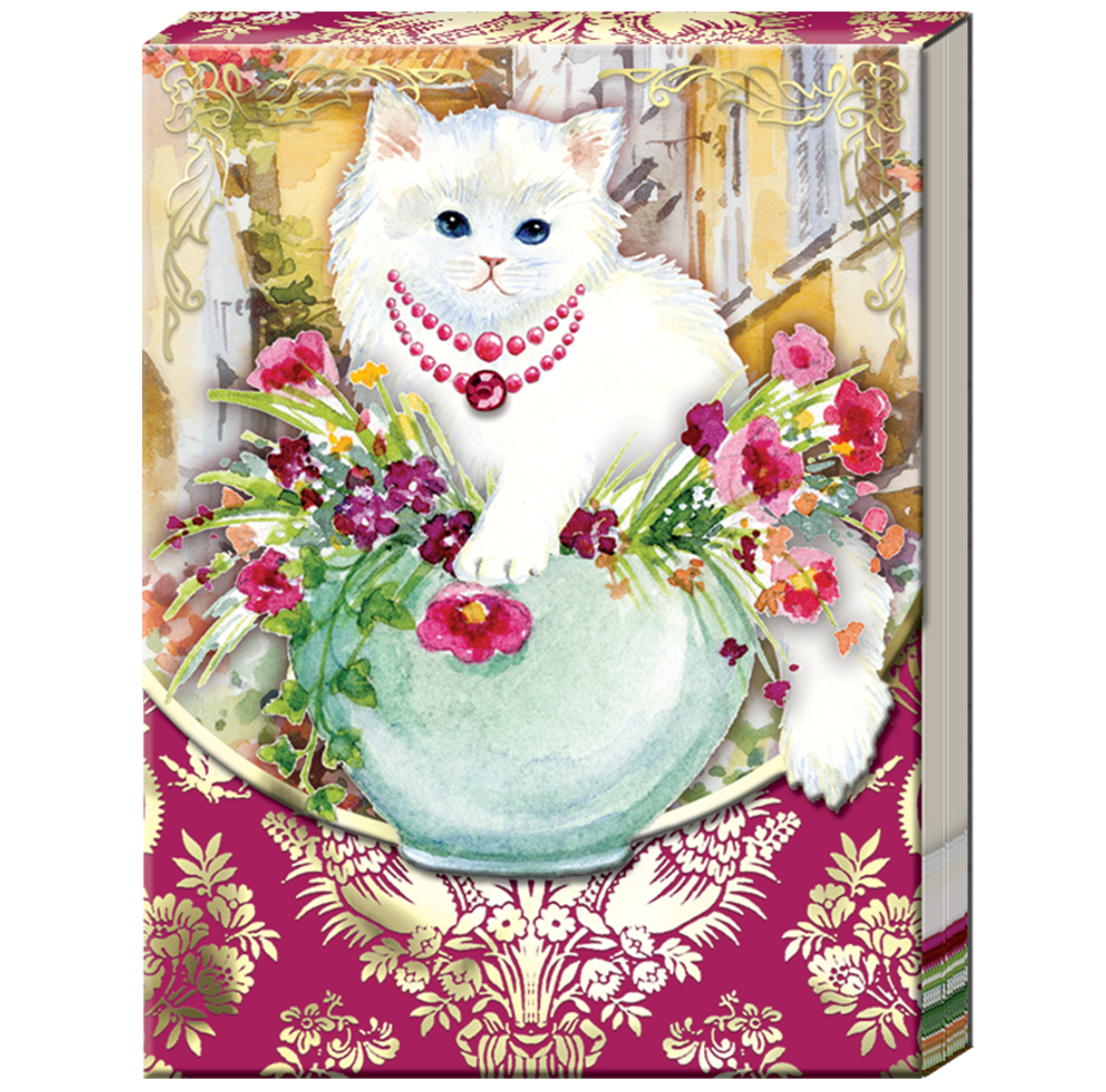 Posh Pet Magnetic Pocket Note Pad - Kitten and Vase